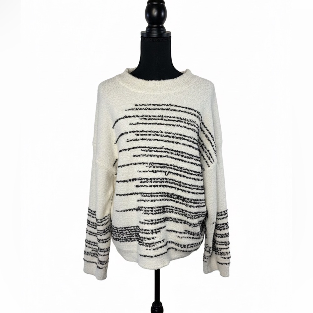 Baltic Born Black and White Striped Sweater- Large
